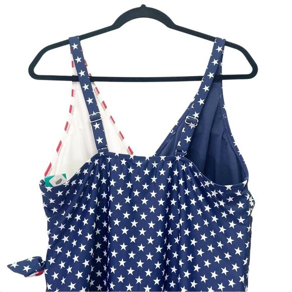 NWT Outdoor Oasis Size 1X One Piece Swimsuit Stars & Stripes USA Flag July 4th - Picture 6 of 15